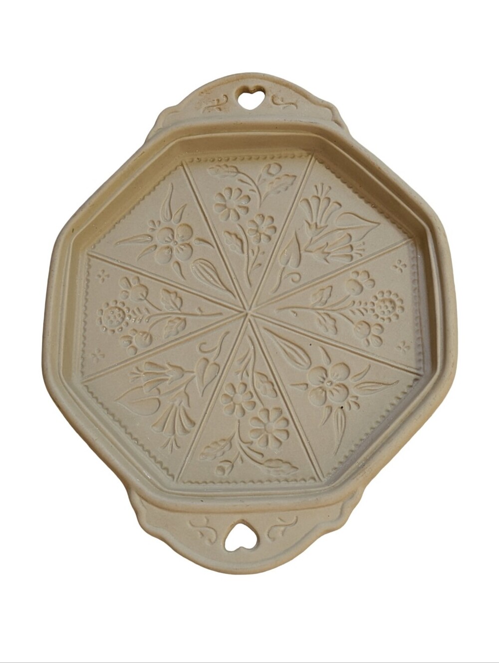 1988 Brown Bag Stoneware Cookie Art Mold Shortbread Spring Flower Hill Design